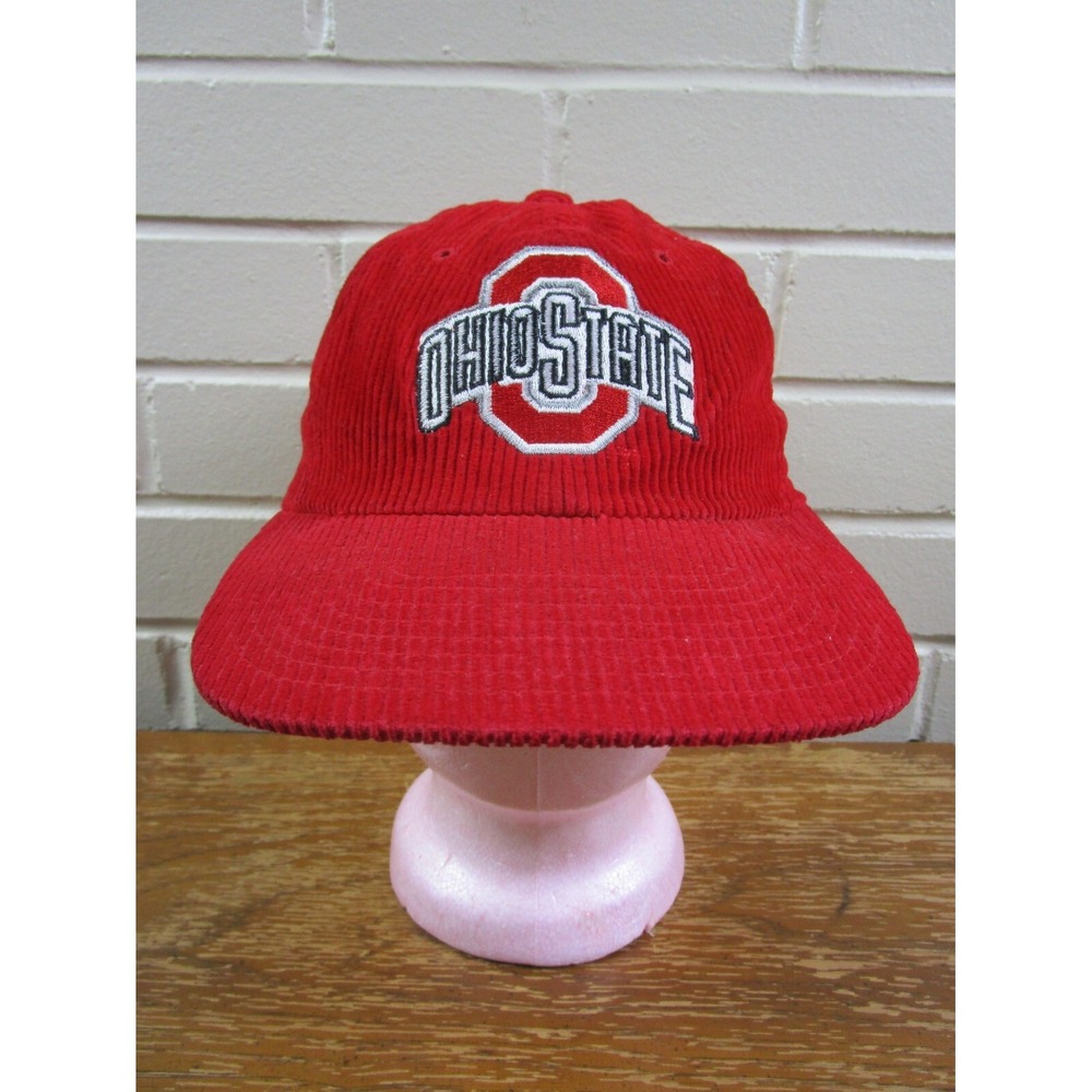 VTG Ohio State Buckeyes Red Corduroy Snap Back Hat ANNCO OSU Block O NCAA 1990s
